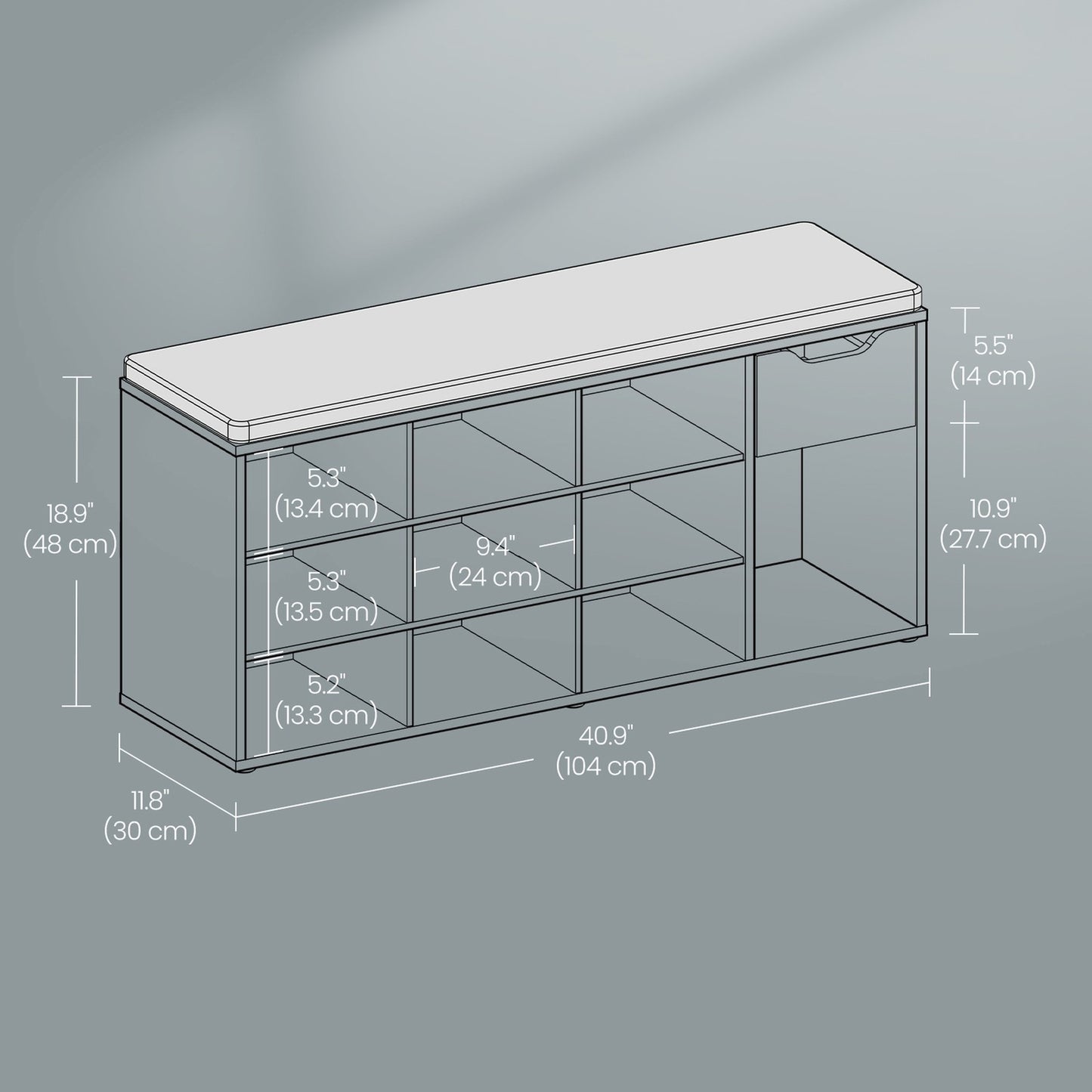Shoe Bench with Drawer and Open Compartments - image 16