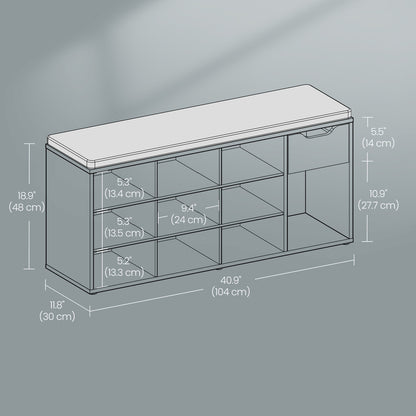 Shoe Bench with Drawer and Open Compartments - image 16