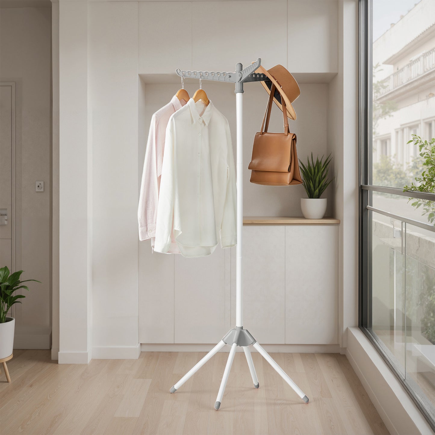 Clothes Drying Rack, 150 cm Tall Laundry Rack with 3 Rotatable Arms for Hangers, 4 Legs - image 3