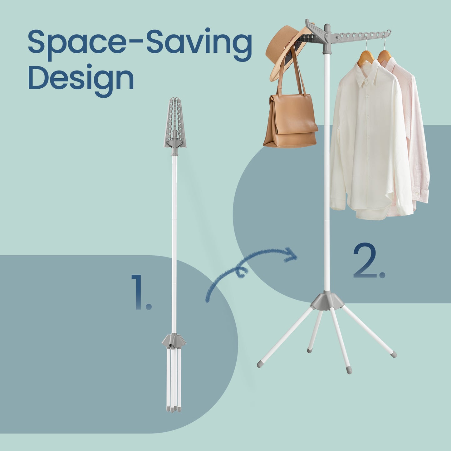 Clothes Drying Rack, 150 cm Tall Laundry Rack with 3 Rotatable Arms for Hangers, 4 Legs - image 4