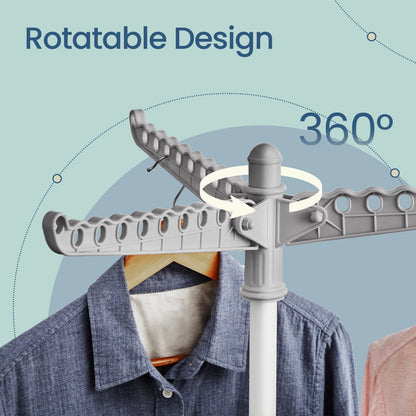 Clothes Drying Rack, 150 cm Tall Laundry Rack with 3 Rotatable Arms for Hangers, 4 Legs - image 5