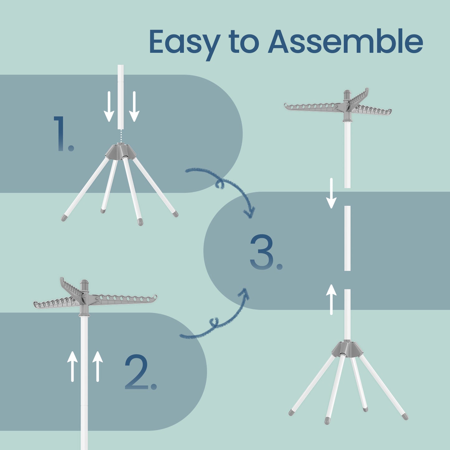 Clothes Drying Rack, 150 cm Tall Laundry Rack with 3 Rotatable Arms for Hangers, 4 Legs - image 6