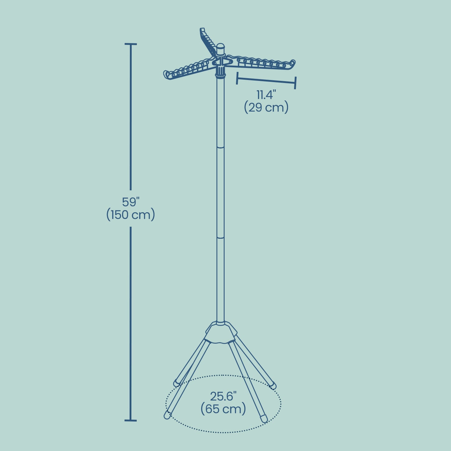 Clothes Drying Rack, 150 cm Tall Laundry Rack with 3 Rotatable Arms for Hangers, 4 Legs - image 7