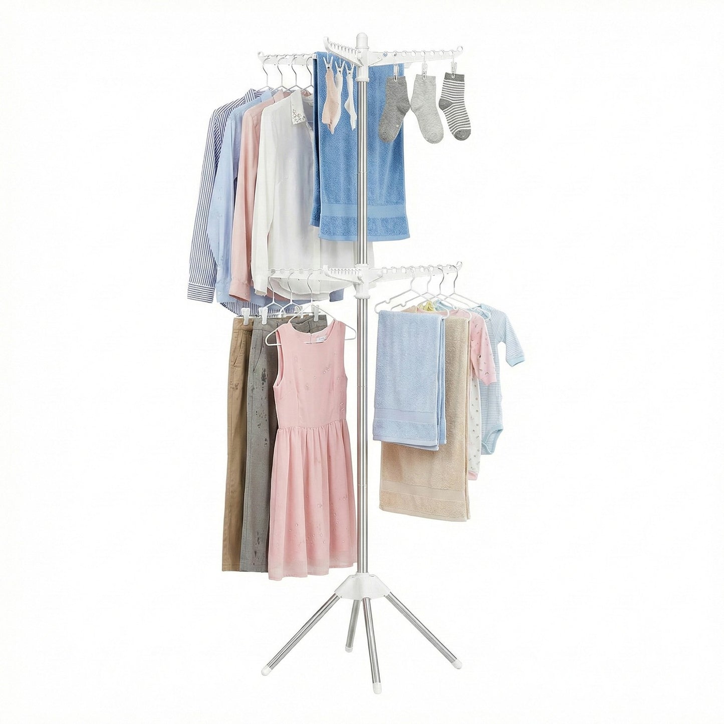 Clothes Drying Rack, 150 cm Tall Laundry Rack with 3 Rotatable Arms for Hangers, 4 Legs - image 9