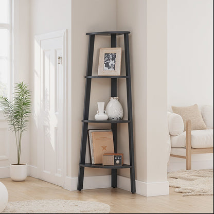 Corner Shelf, 4-Tier Corner Bookshelf, Storage Shelving Unit with Steel Frame - image 6