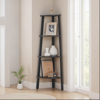 Corner Shelf, 4-Tier Corner Bookshelf, Storage Shelving Unit with Steel Frame - image 7