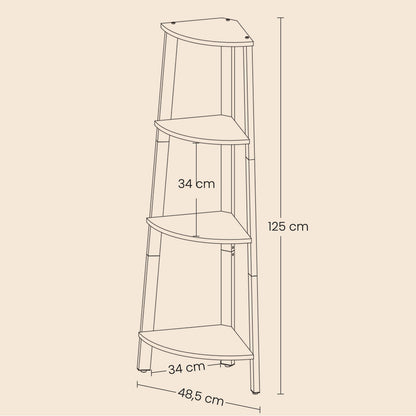 Corner Shelf, 4-Tier Corner Bookshelf, Storage Shelving Unit with Steel Frame - image 10