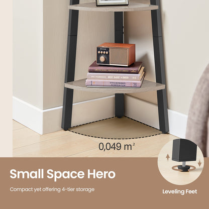 Corner Shelf, 4-Tier Corner Bookshelf, Storage Shelving Unit with Steel Frame - image 3
