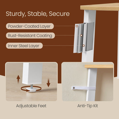Corner Ladder Shelf, 5 Tiers, Natural and White - image 5
