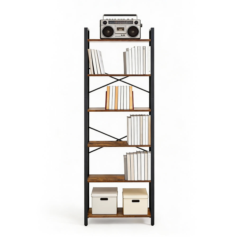 Storage Rack with 6 Tiers, Book Shelf, 30 x 80 x 186 cm, for Study, Living Room, Bedroom, Brown - image 8