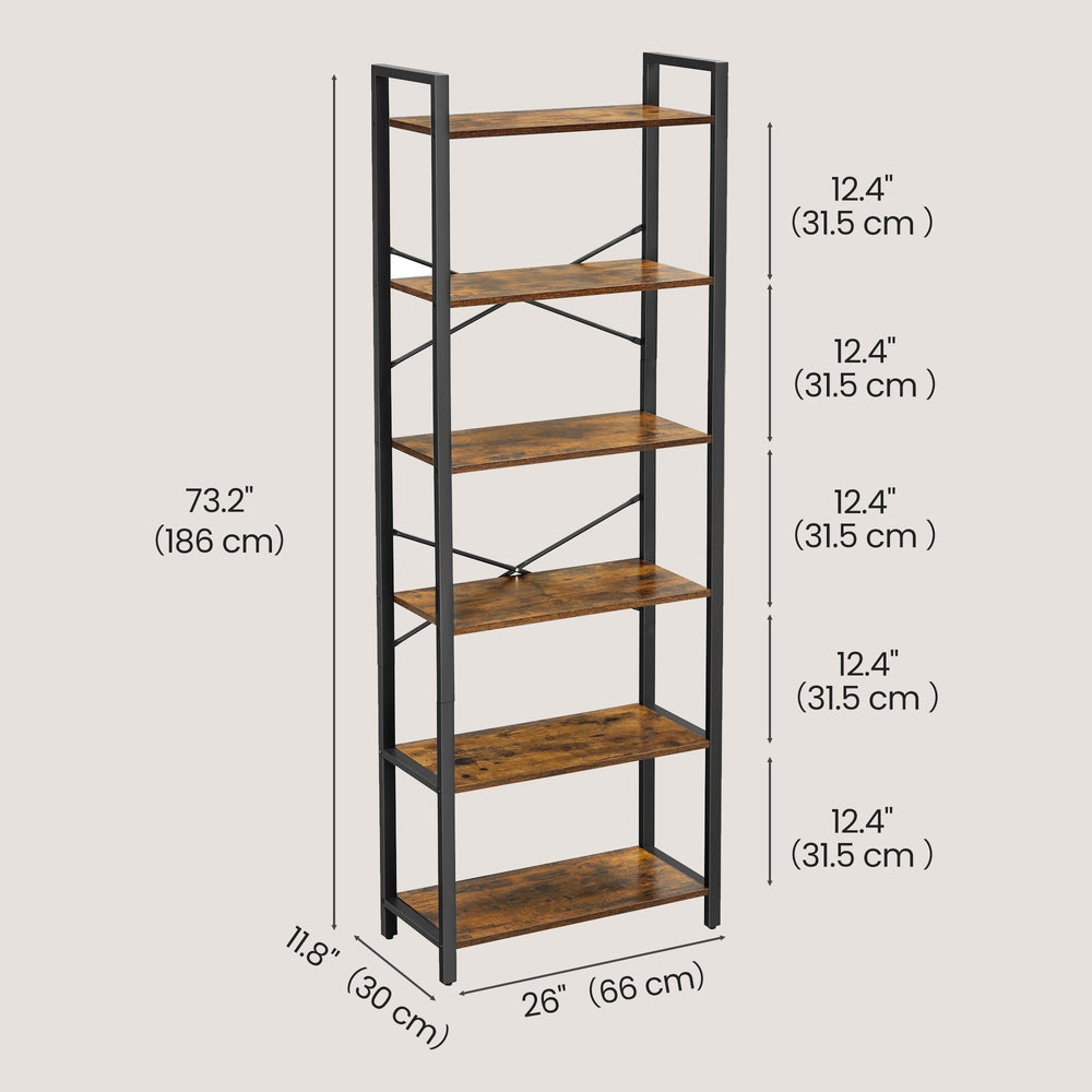 Storage Rack with 6 Tiers, Book Shelf, 30 x 80 x 186 cm, for Study, Living Room, Bedroom, Brown - image 9