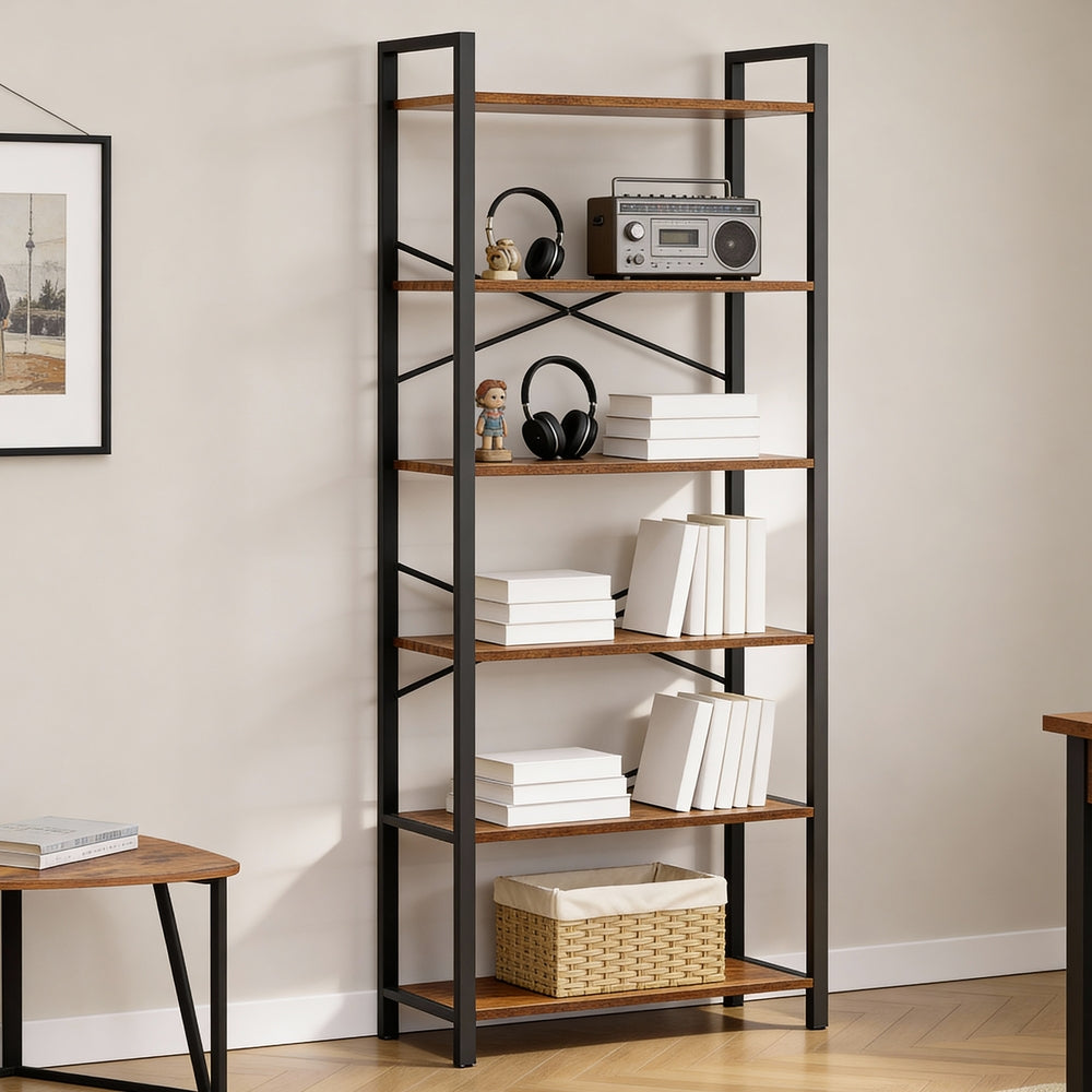 Storage Rack with 6 Tiers, Book Shelf, 30 x 80 x 186 cm, for Study, Living Room, Bedroom, Brown - image 11