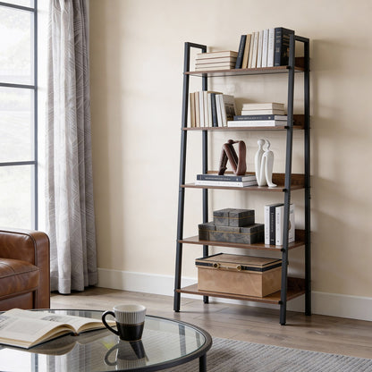 5-Tier Bookcase, Narrow Storage Rack, for Bedroom, Living Room, Home Office, Brown and Black - image 2
