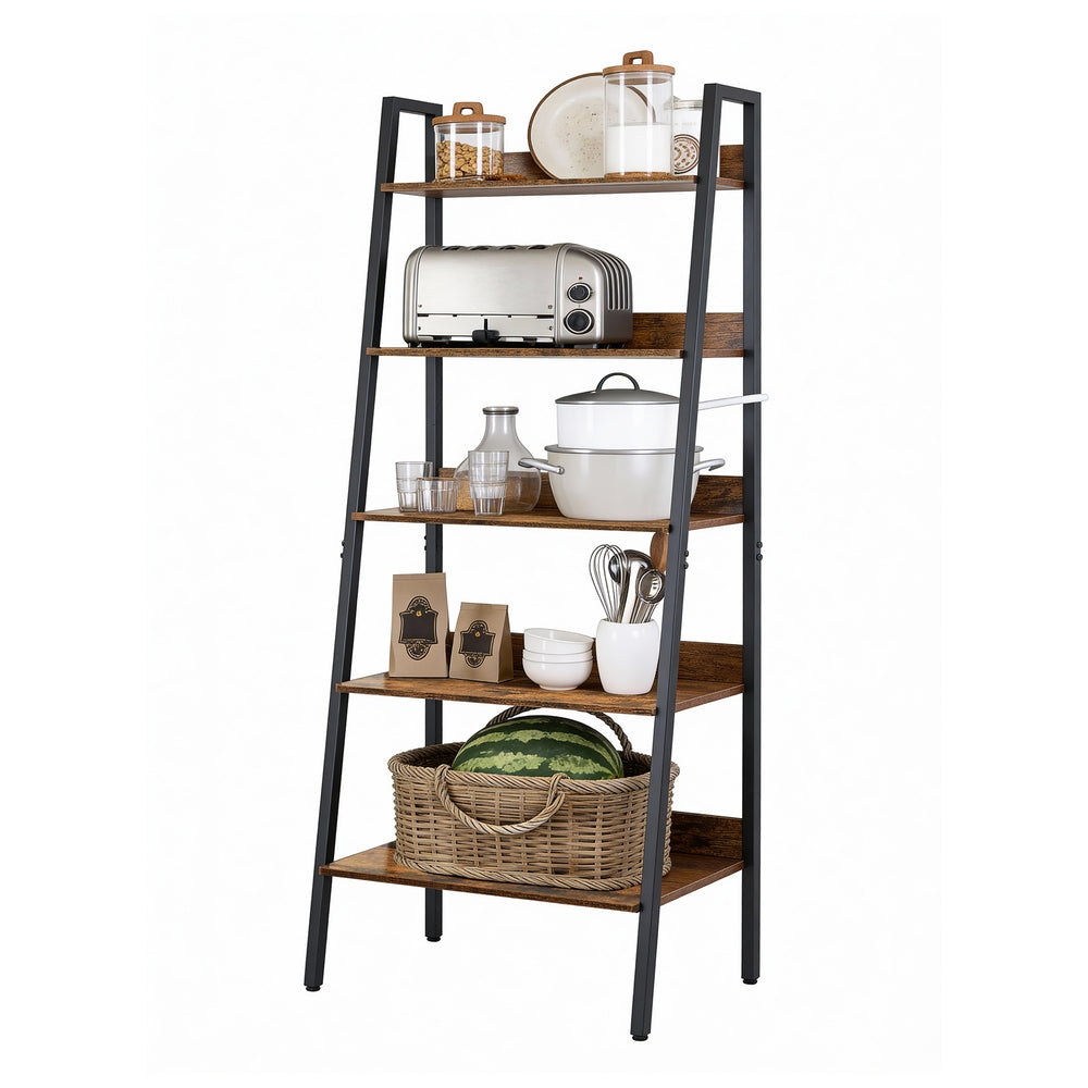 5-Tier Bookcase, Narrow Storage Rack, for Bedroom, Living Room, Home Office, Brown and Black - image 7