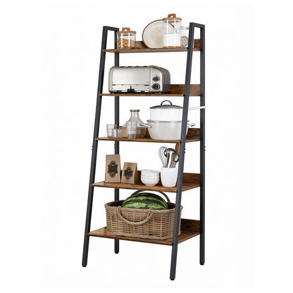 5-Tier Bookcase, Narrow Storage Rack, for Bedroom, Living Room, Home Office, Brown and Black - image 7