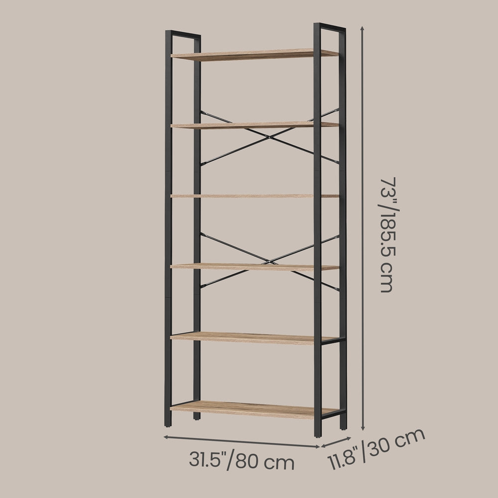 Storage Rack with 6 Tiers, Book Shelf, 30 x 80 x 186 cm, for Study, Living Room, Bedroom, Brown - image 18