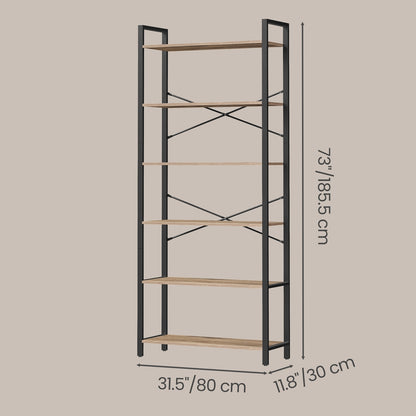 Storage Rack with 6 Tiers, Book Shelf, 30 x 80 x 186 cm, for Study, Living Room, Bedroom, Brown - image 18