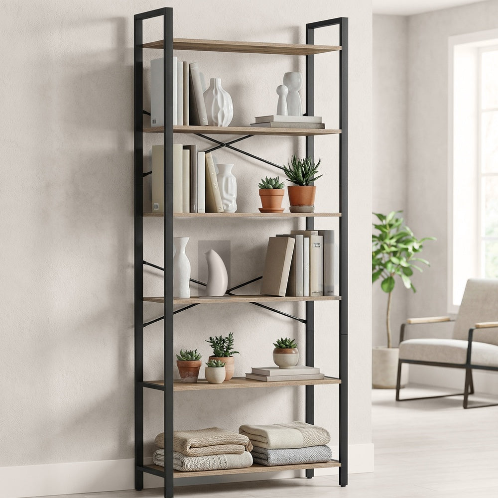 Storage Rack with 6 Tiers, Book Shelf, 30 x 80 x 186 cm, for Study, Living Room, Bedroom, Brown - image 19