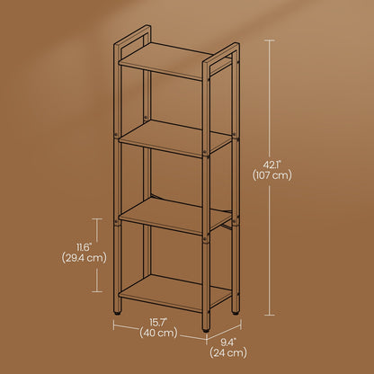 4-Tier Tall Bookshelf, Narrow Bookcase, Skinny Book Shelf for Living Room - image 3