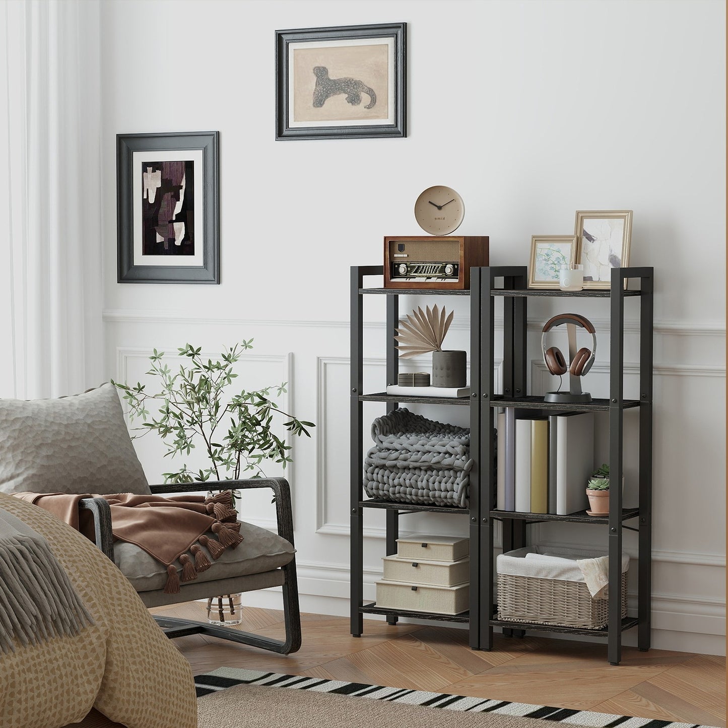 4-Tier Tall Bookshelf, Narrow Bookcase, Skinny Book Shelf for Living Room - image 4