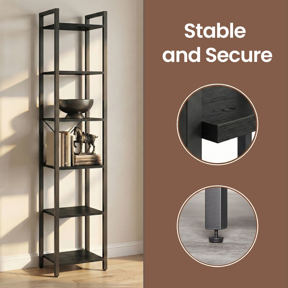 Storage Rack with 6 Tiers, Book Shelf, 30 x 40 x 187.5 cm, for Study, Living Room, Bedroom, Black - image 3