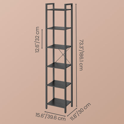 Storage Rack with 6 Tiers, Book Shelf, 30 x 40 x 187.5 cm, for Study, Living Room, Bedroom, Black - image 8