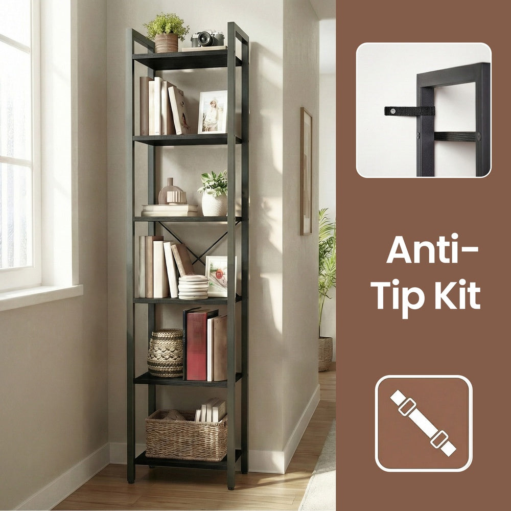 Storage Rack with 6 Tiers, Book Shelf, 30 x 40 x 187.5 cm, for Study, Living Room, Bedroom, Black - image 9