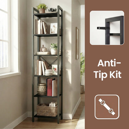 Storage Rack with 6 Tiers, Book Shelf, 30 x 40 x 187.5 cm, for Study, Living Room, Bedroom, Black - image 9