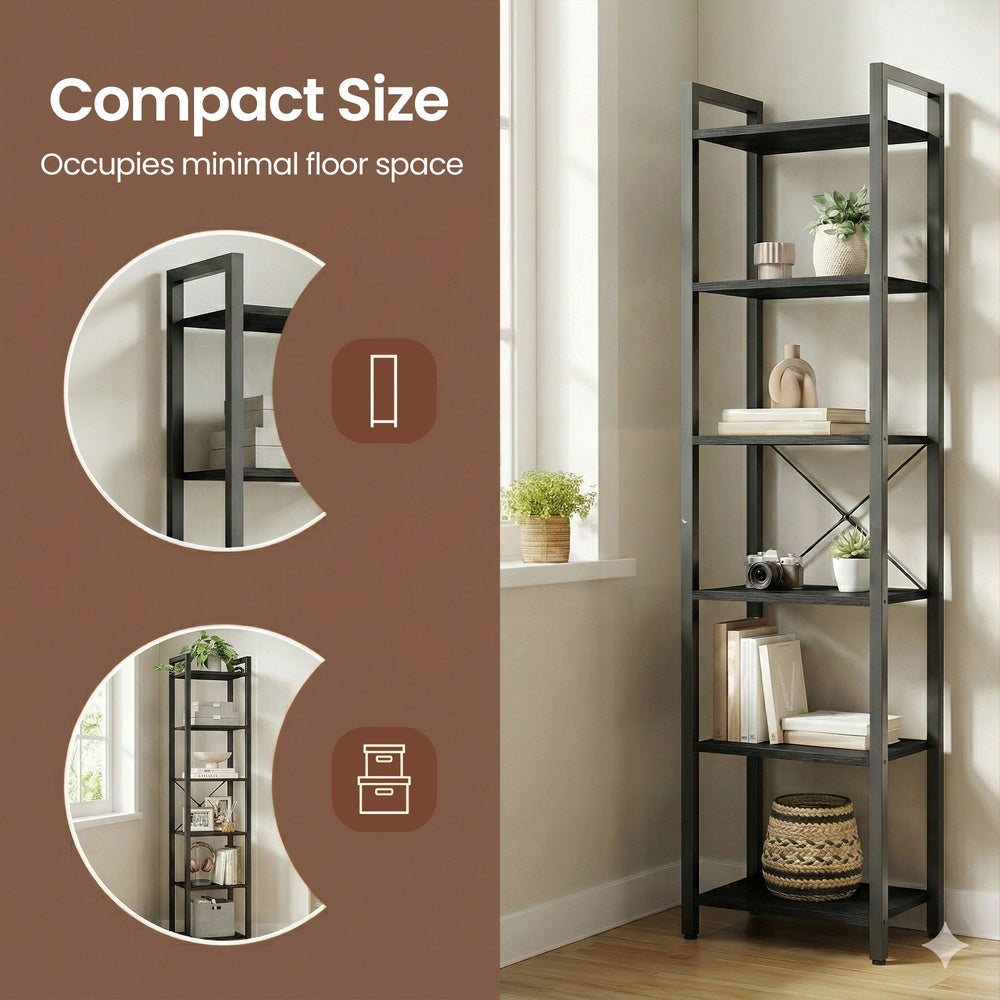 Storage Rack with 6 Tiers, Book Shelf, 30 x 40 x 187.5 cm, for Study, Living Room, Bedroom, Black - image 11