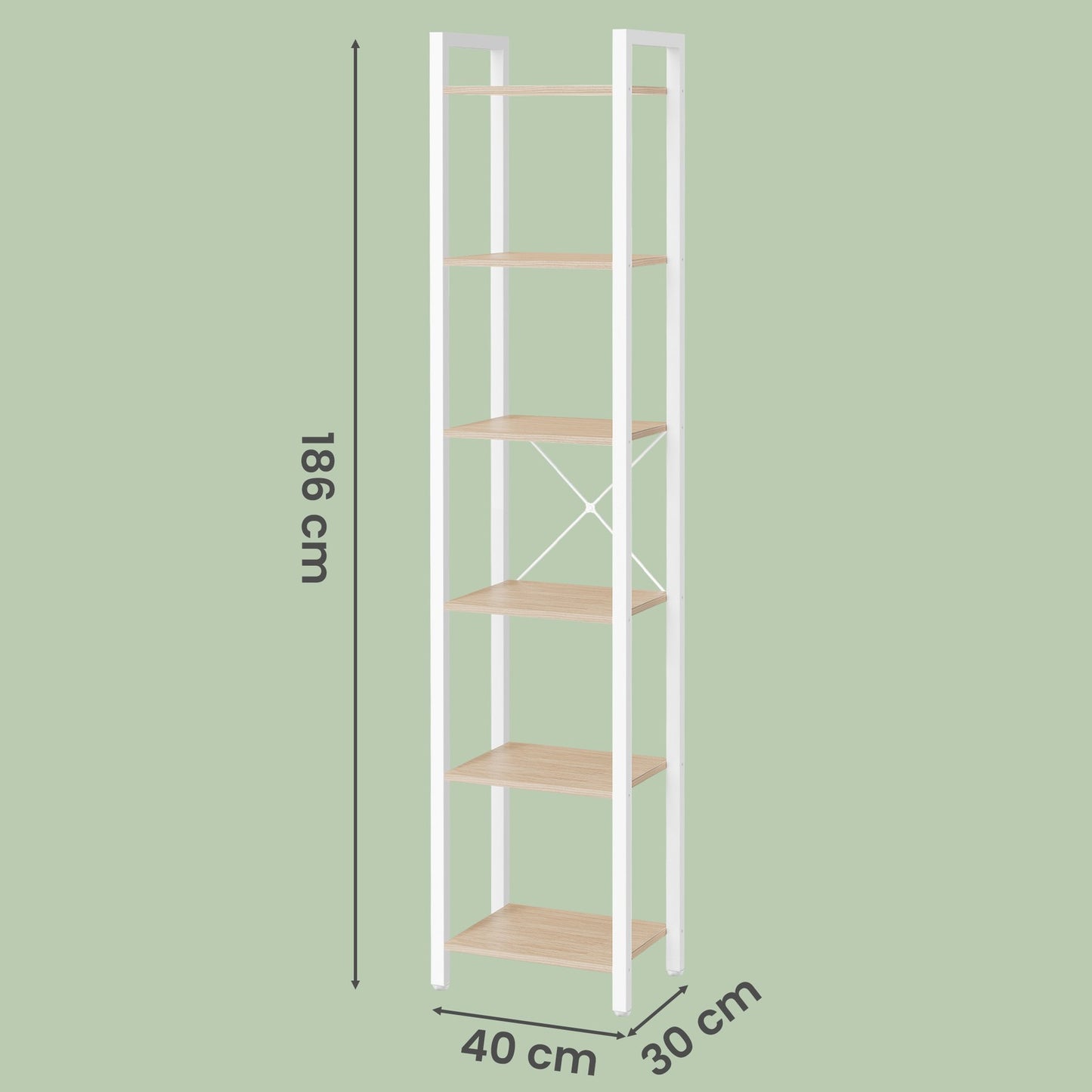 Storage Rack with 6 Tiers, Book Shelf, 30 x 40 x 187.5 cm, for Study, Living Room, Bedroom, Black - image 50