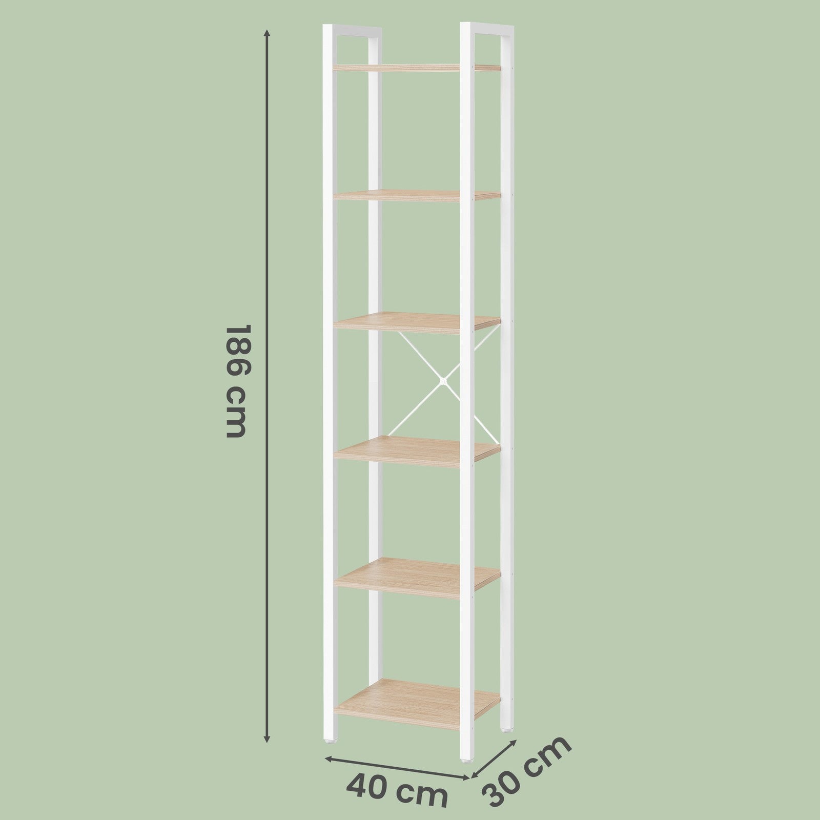 Storage Rack with 6 Tiers, Book Shelf, 30 x 40 x 187.5 cm, for Study, Living Room, Bedroom, Black - image 50