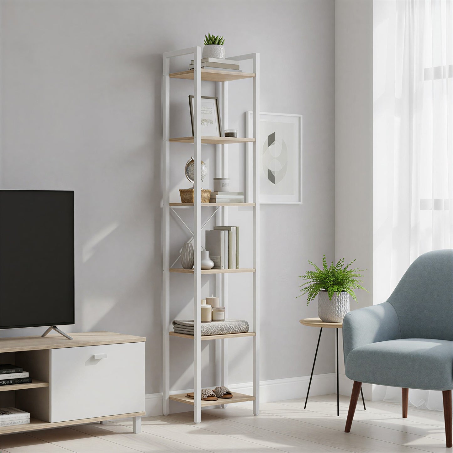 Storage Rack with 6 Tiers, Book Shelf, 30 x 40 x 187.5 cm, for Study, Living Room, Bedroom, Black - image 51