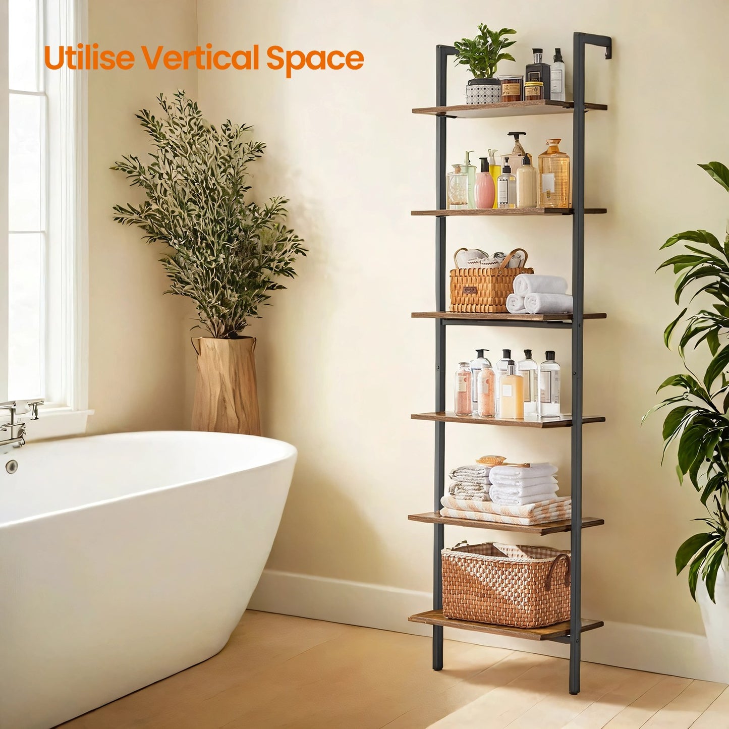 Ladder Shelf, 6-Tier Industrial Bookshelf - image 4
