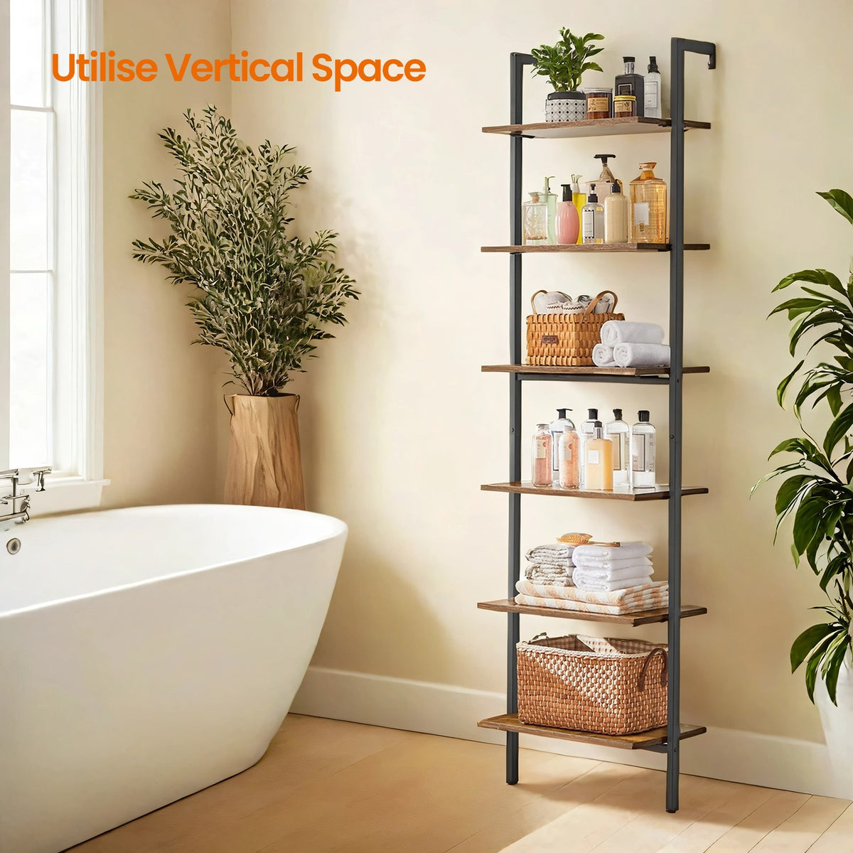 Ladder Shelf, 6-Tier Industrial Bookshelf - image 4