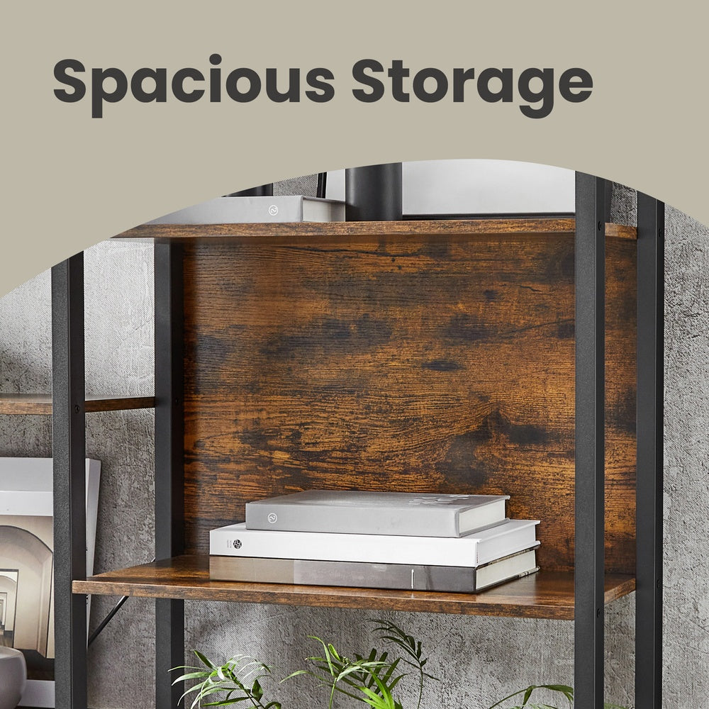5-Tier Storage Rack with 14 Shelves, Book Shelf with Metal Frame, 24 x 158 x 166 cm, Brown and Black - image 6
