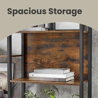 5-Tier Storage Rack with 14 Shelves, Book Shelf with Metal Frame, 24 x 158 x 166 cm, Brown and Black - image 6