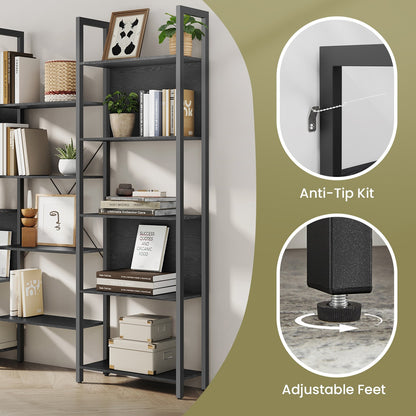 5-Tier Storage Rack with 14 Shelves, Book Shelf with Metal Frame, 24 x 158 x 166 cm, Brown and Black - image 16