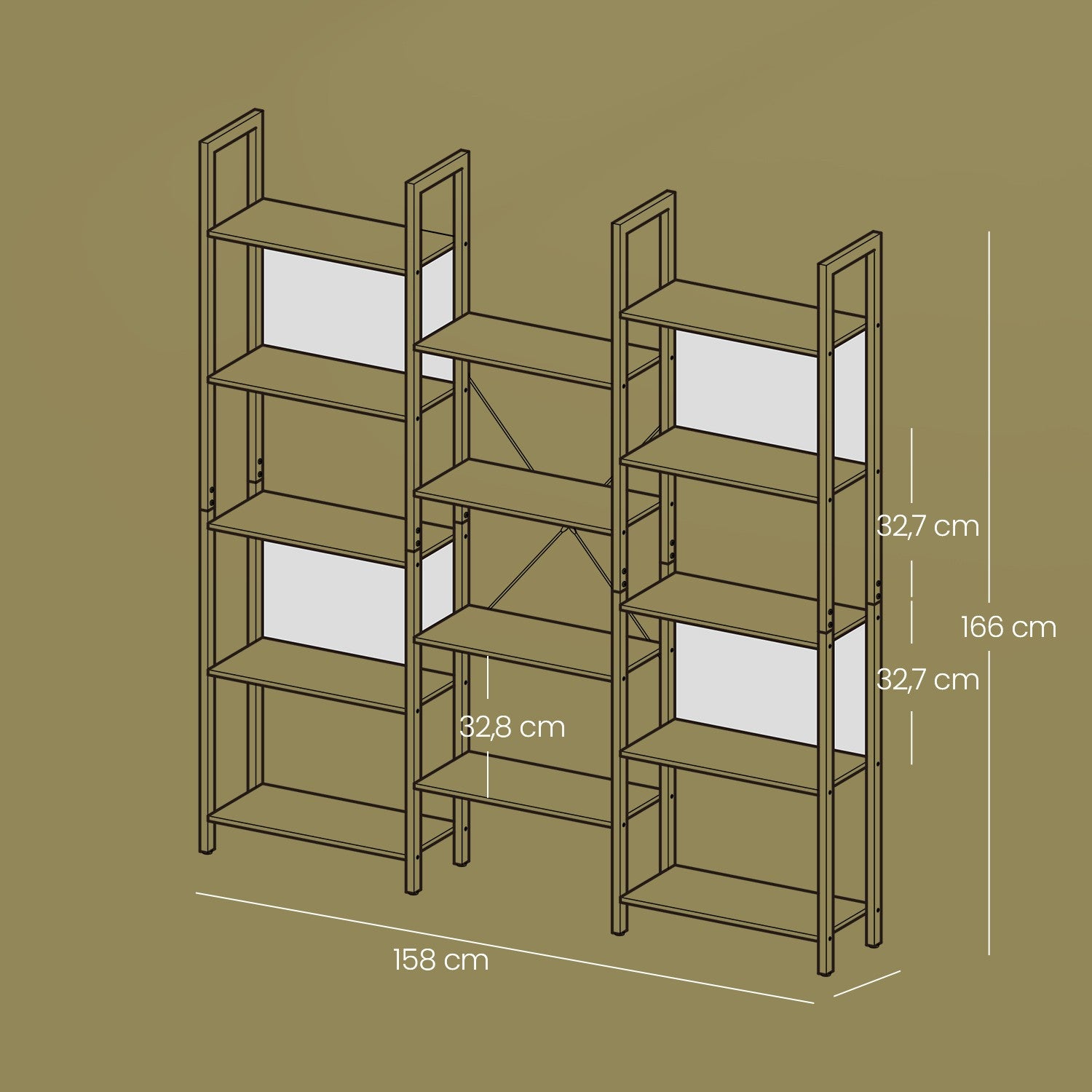 5-Tier Storage Rack with 14 Shelves, Book Shelf with Metal Frame, 24 x 158 x 166 cm, Brown and Black - image 17