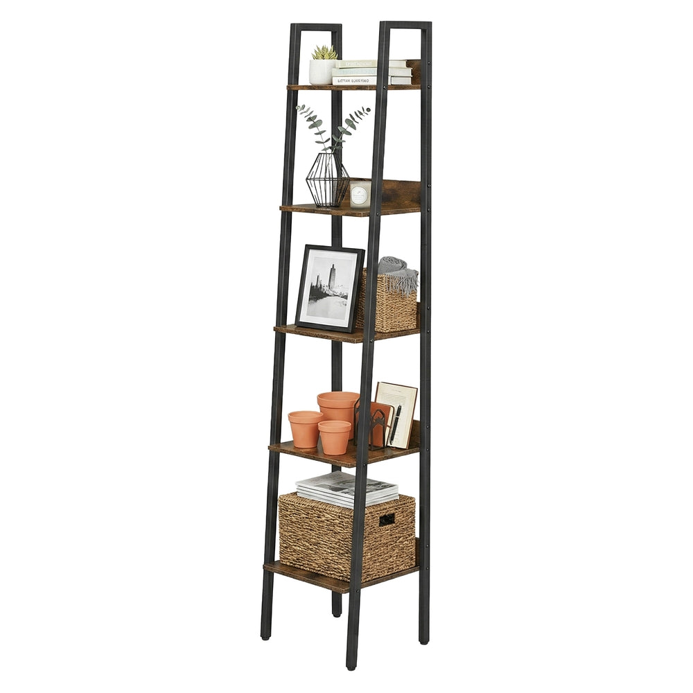Bookshelf, 5-Tier Narrow Book Shelf, Ladder Shelf for Home Office, Living Room - image 4