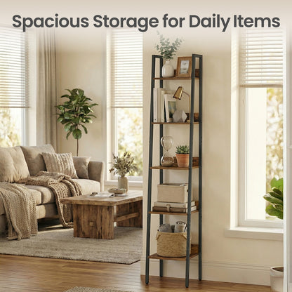 Bookshelf, 5-Tier Narrow Book Shelf, Ladder Shelf for Home Office, Living Room - image 5