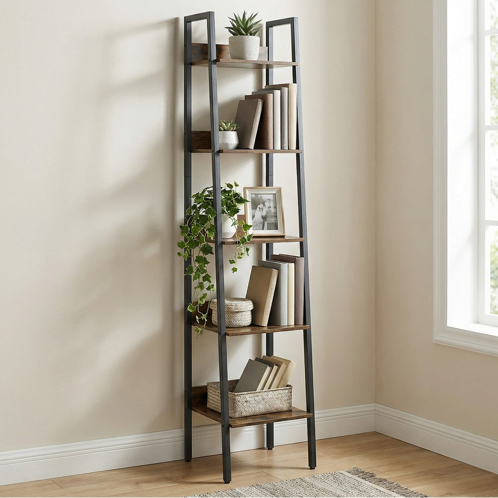 Bookshelf, 5-Tier Narrow Book Shelf, Ladder Shelf for Home Office, Living Room - image 6