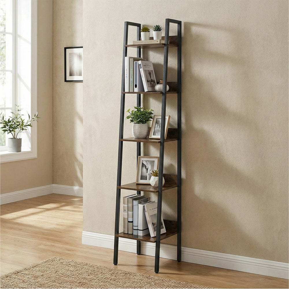 Bookshelf, 5-Tier Narrow Book Shelf, Ladder Shelf for Home Office, Living Room - image 7
