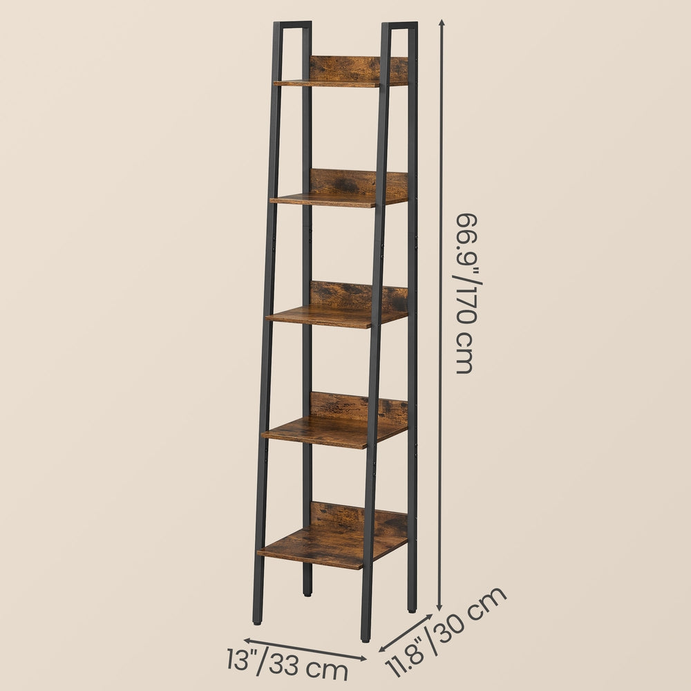 Bookshelf, 5-Tier Narrow Book Shelf, Ladder Shelf for Home Office, Living Room - image 9
