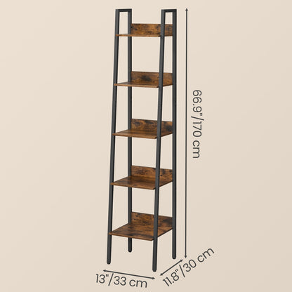 Bookshelf, 5-Tier Narrow Book Shelf, Ladder Shelf for Home Office, Living Room - image 9