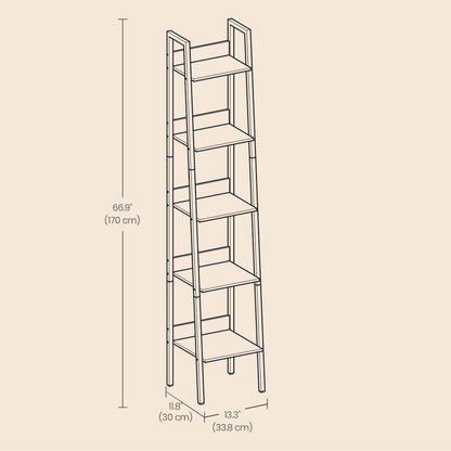 Bookshelf, 5-Tier Narrow Book Shelf, 11.8 x 13.3 x 66.9 Inches - image 13