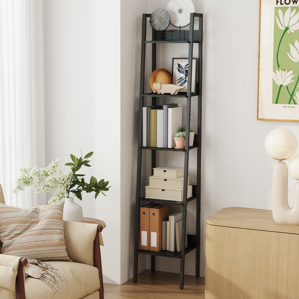 Bookshelf, 5-Tier Narrow Book Shelf, 11.8 x 13.3 x 66.9 Inches - image 2