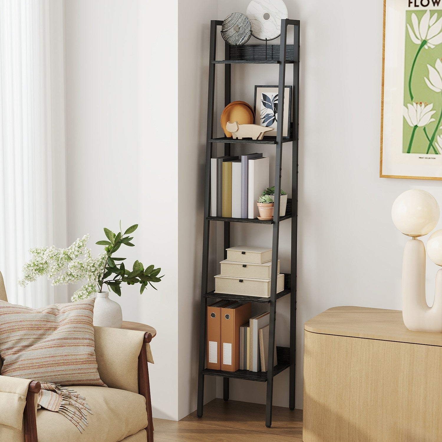 Bookshelf, 5-Tier Narrow Book Shelf, 11.8 x 13.3 x 66.9 Inches - image 1
