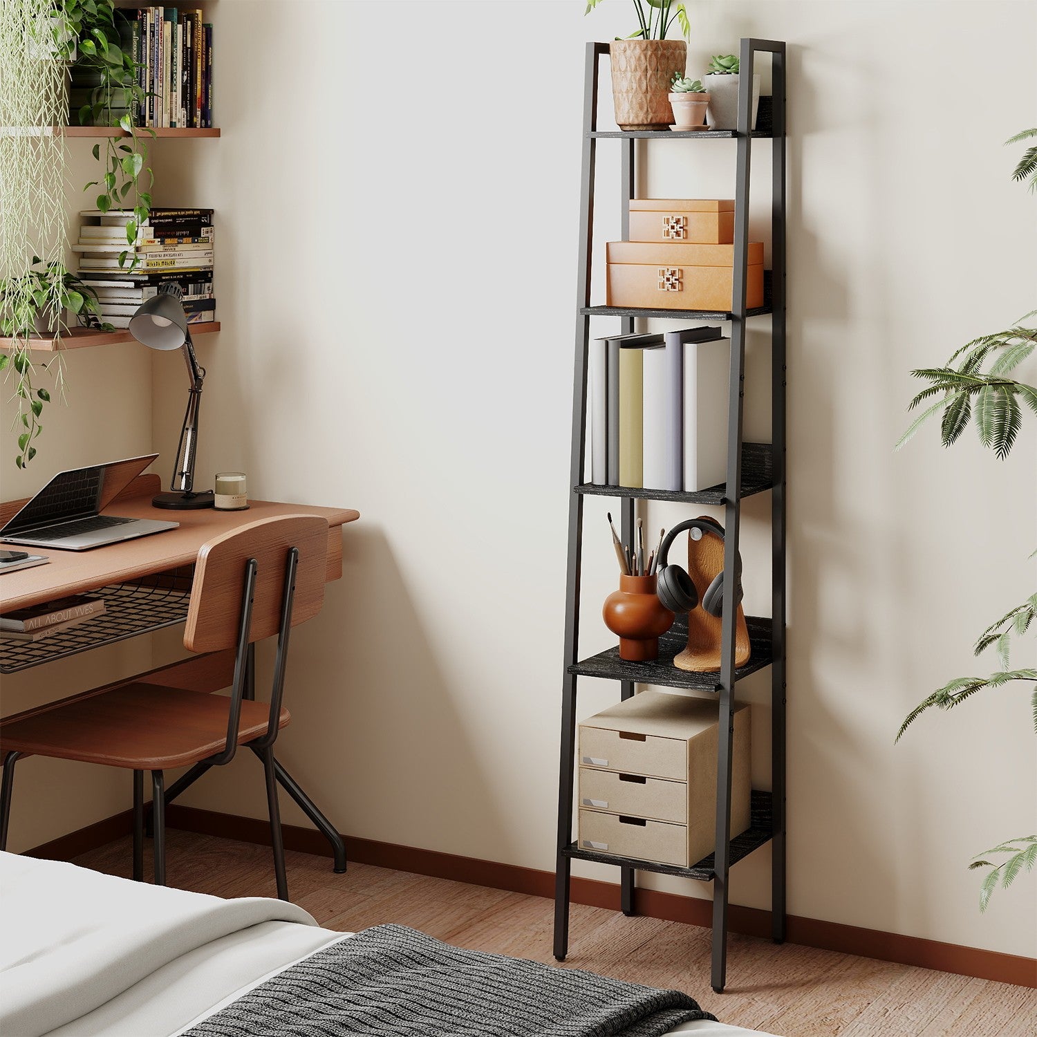 Bookshelf, 5-Tier Narrow Book Shelf, 11.8 x 13.3 x 66.9 Inches - image 3
