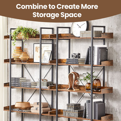 5-Tier Bookcase, Storage Rack, Book Shelf, for Study, Living Room, Bedroom, Brown and Black - image 2