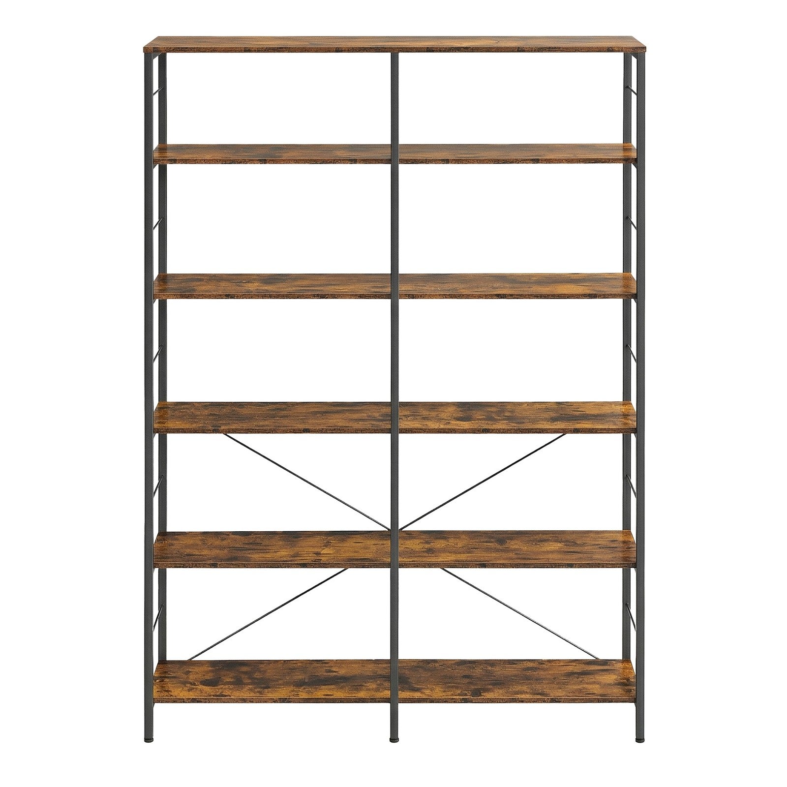 Narrow Storage Shelf, 6-Tier Bookcase for Study, Living Room, Kitchen, Brown and Black - image 1
